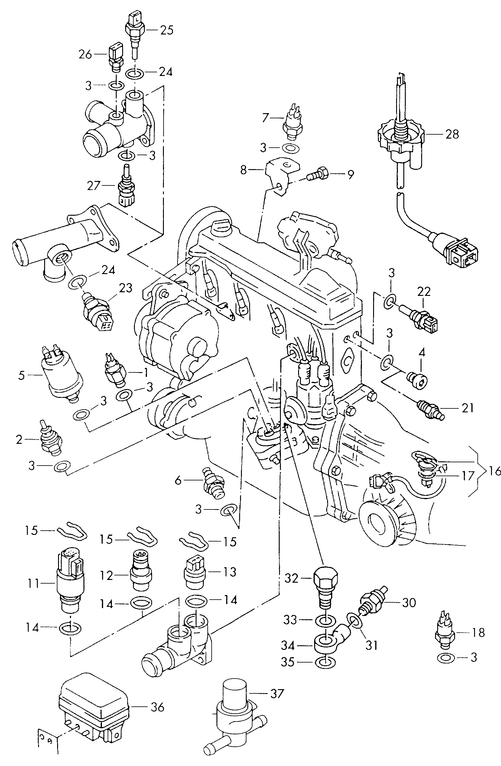 AUDI 025 906 041 A - Датчик, температура охлаждающей жидкости unicars.by