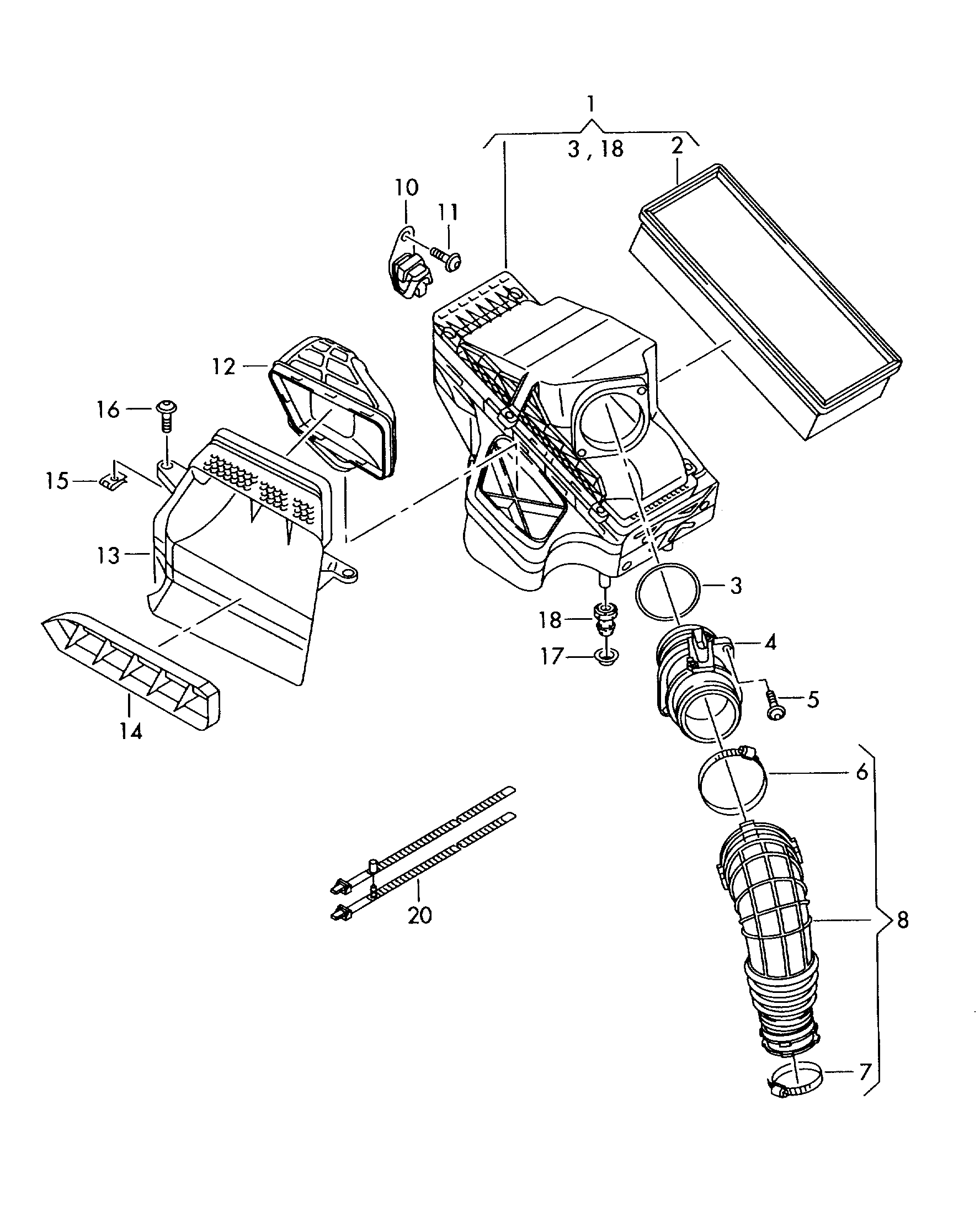 VW 8R0 133 843 C - Воздушный фильтр, двигатель unicars.by