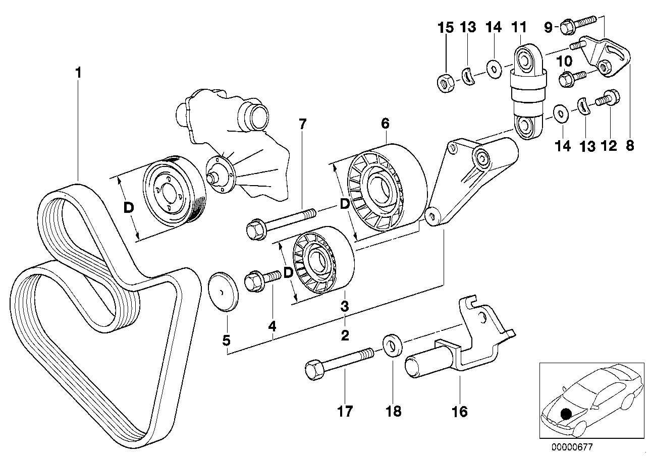 BMW 11 28 1 731 220 - Ролик, поликлиновый ремень unicars.by