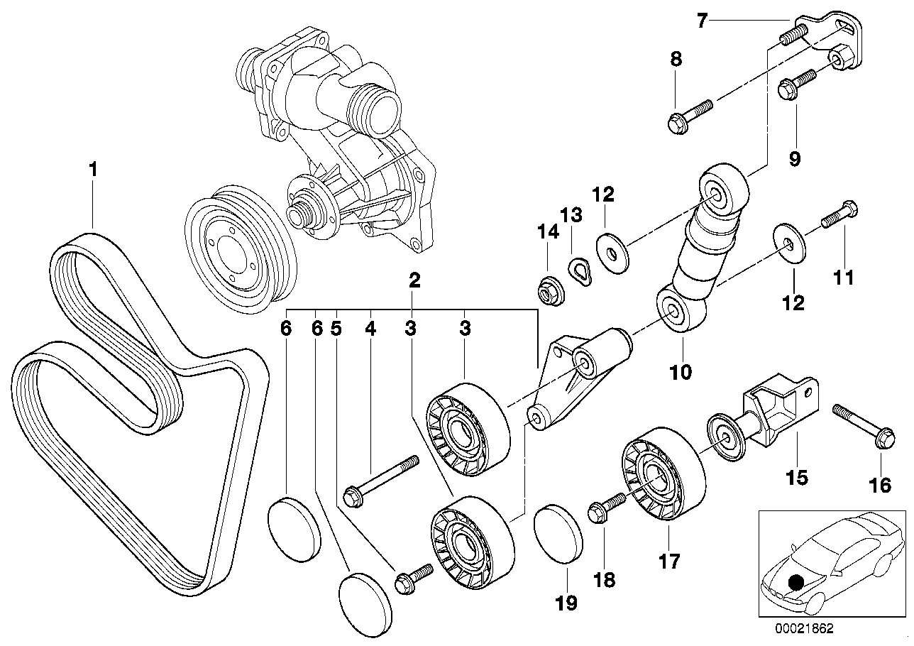 BMW 11 28 1 742 858 - Ролик, поликлиновый ремень unicars.by