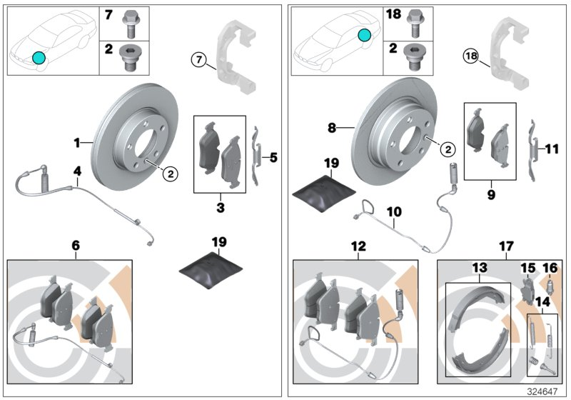 BMW (BRILLIANCE) 3421 2 157 574 - Set, brake pads, with brake-pad sensor unicars.by