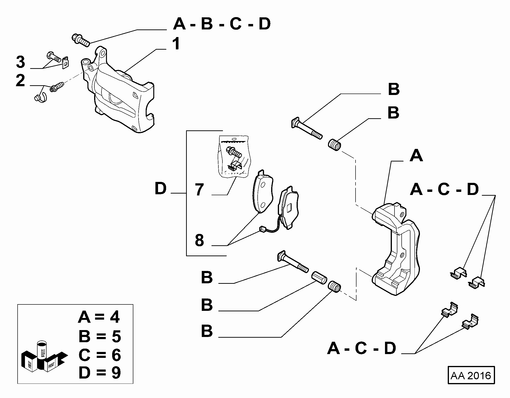 Lancia 77365468 - Тормозные колодки, дисковые, комплект unicars.by