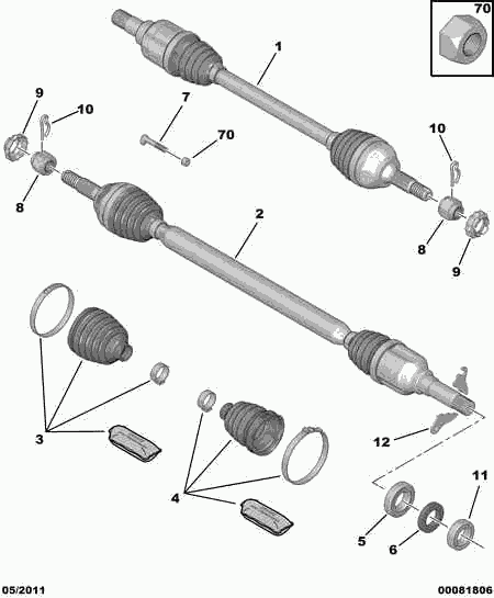 CITROËN 98 013 886 80 - Приводной вал unicars.by