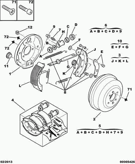 CITROËN/PEUGEOT 4241 K8 - Комплект тормозных колодок, барабанные unicars.by