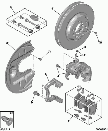 VW 4439.36 - Комплект направляющей гильзы, тормозной поршень unicars.by