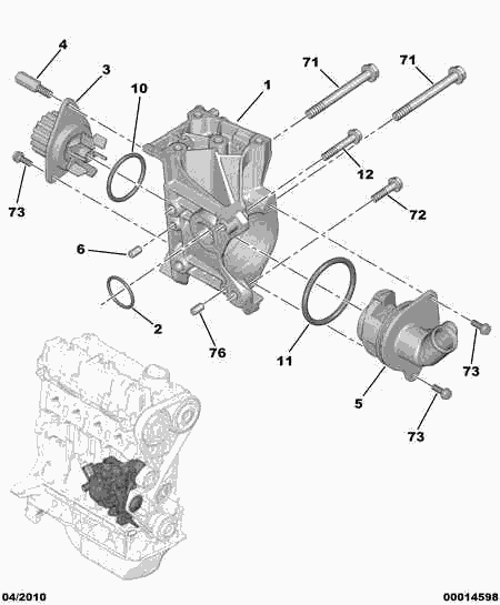 PEUGEOT 1204.45 - WATER PUMP BRACKET unicars.by