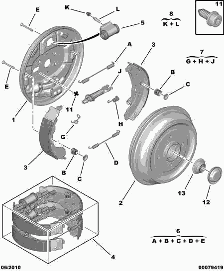 CITROËN 4242 45 - Комплект тормозных колодок, барабанные unicars.by