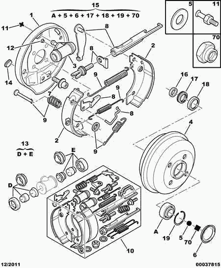 PEUGEOT (DF-PSA) 4241.J5 - Комплект тормозных колодок, барабанные unicars.by