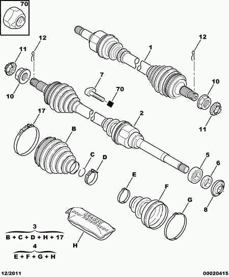 CITROËN/PEUGEOT 3272 FG - Шарнирный комплект, ШРУС, приводной вал unicars.by