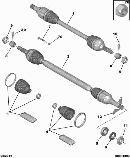 PEUGEOT 3272.VT - Шарнирный комплект, ШРУС, приводной вал unicars.by