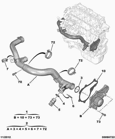 CITROËN/PEUGEOT 16 094 176 80 - Водяной насос + комплект зубчатого ремня ГРМ unicars.by