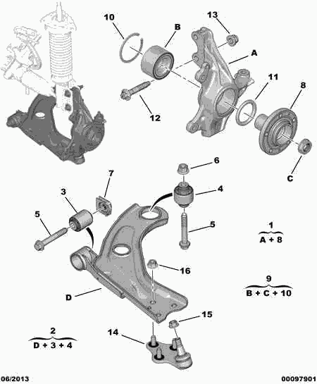 PEUGEOT (DF-PSA) 96 757 844 80 - Ремкомплект, подвеска колеса unicars.by