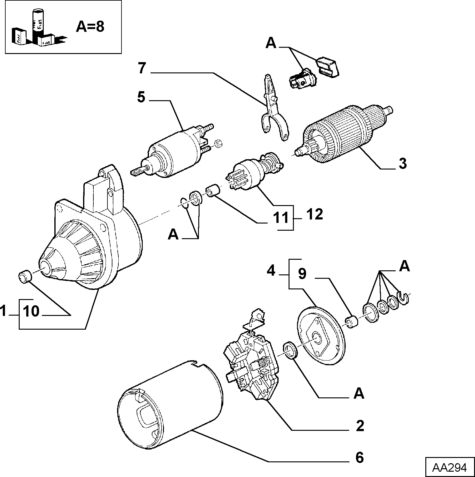 FIAT 60734324 - Ведущая шестерня, бендикс, стартер unicars.by