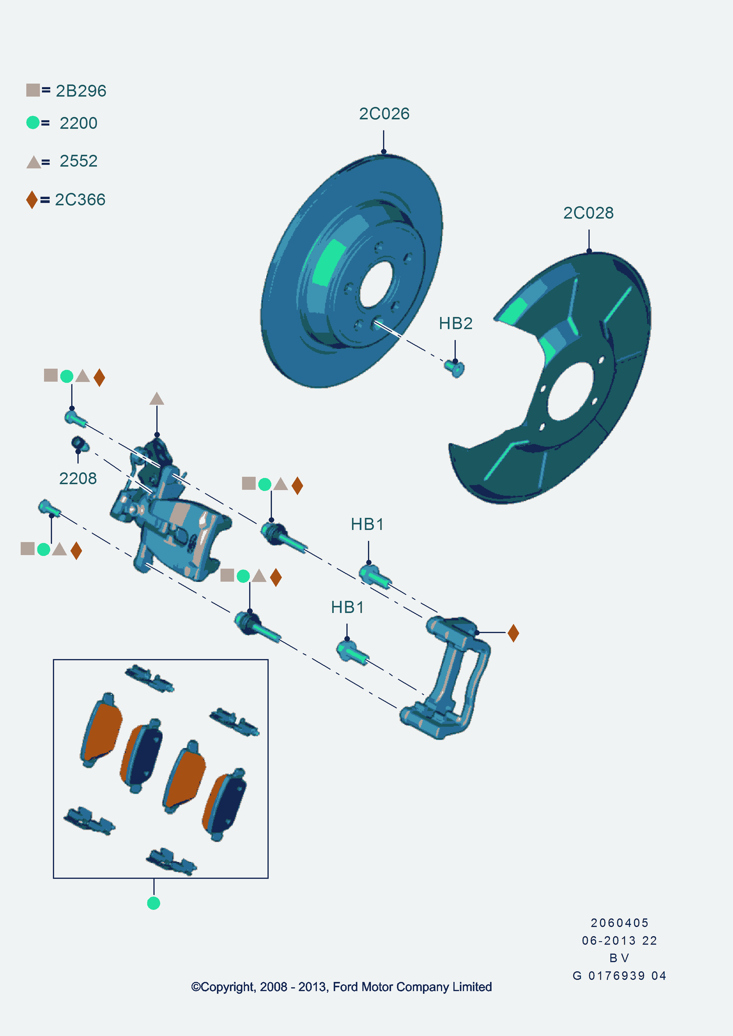 FORD 1756395 - Тормозные колодки, дисковые, комплект unicars.by