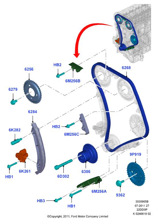 FORD 1576366 - Комплект цепи привода распредвала unicars.by