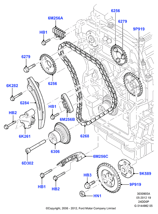 FORD 1 862 898 - Комплект цепи привода распредвала unicars.by