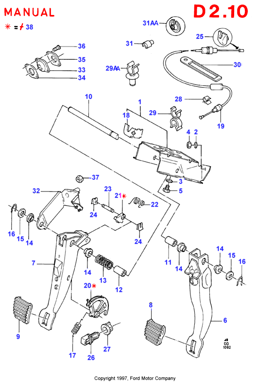 FORD 1 647 679 - Трос, управление сцеплением unicars.by