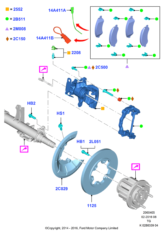 FORD USA 1840037 - Тормозные колодки, дисковые, комплект unicars.by