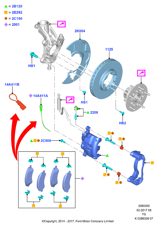 FORD USA 1842632 - Тормозные колодки, дисковые, комплект unicars.by