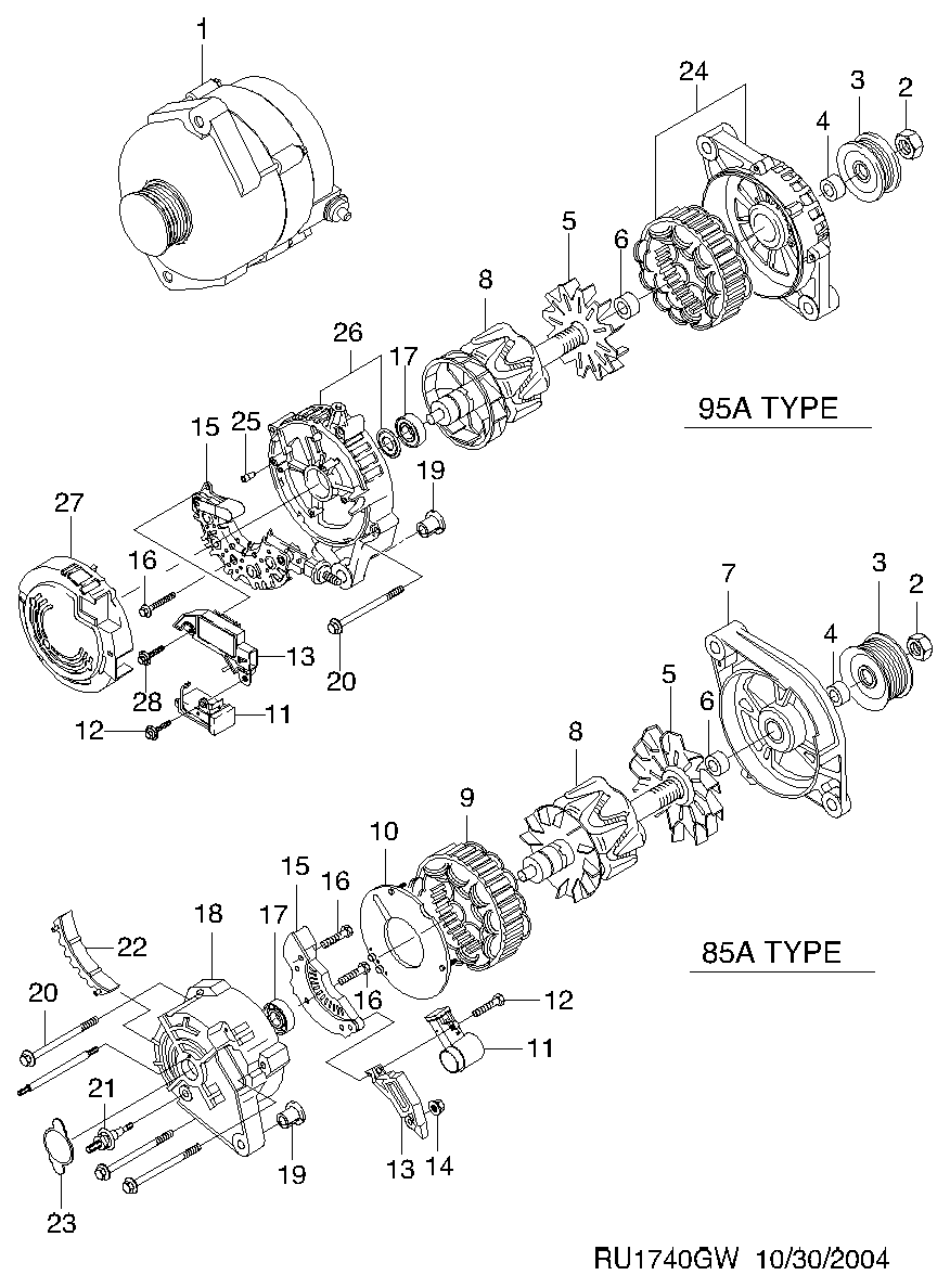 Chevrolet 96288095 - Генератор unicars.by