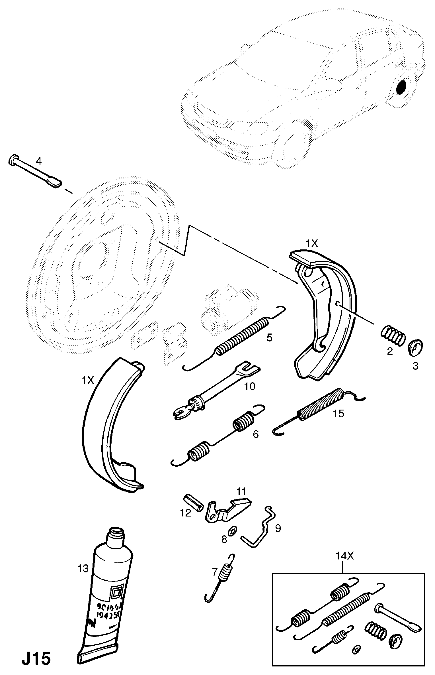 Vauxhall 1605920 - Комплект тормозных колодок, барабанные unicars.by