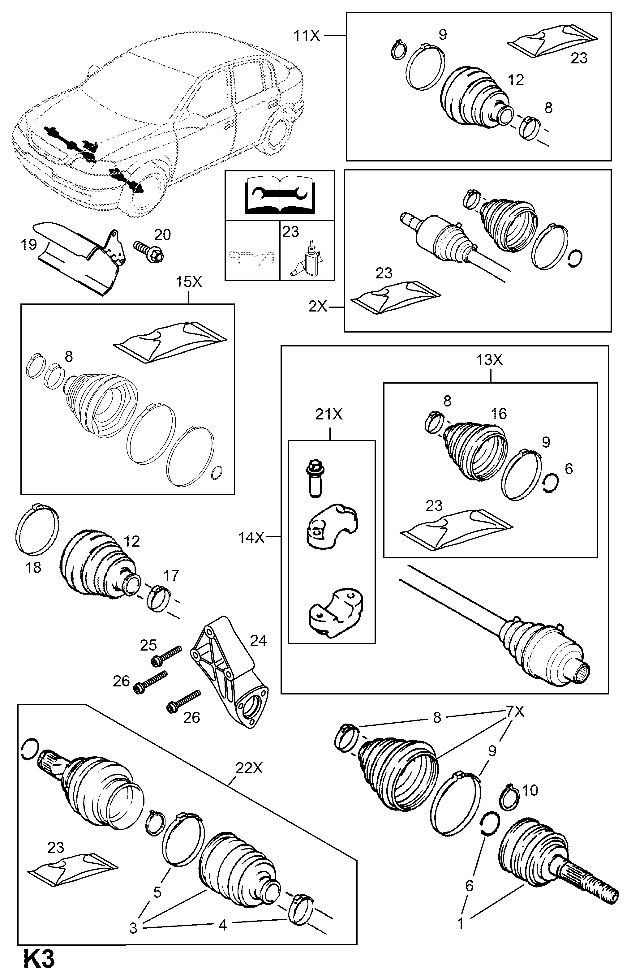 Opel 374027 - Шарнирный комплект, ШРУС, приводной вал unicars.by