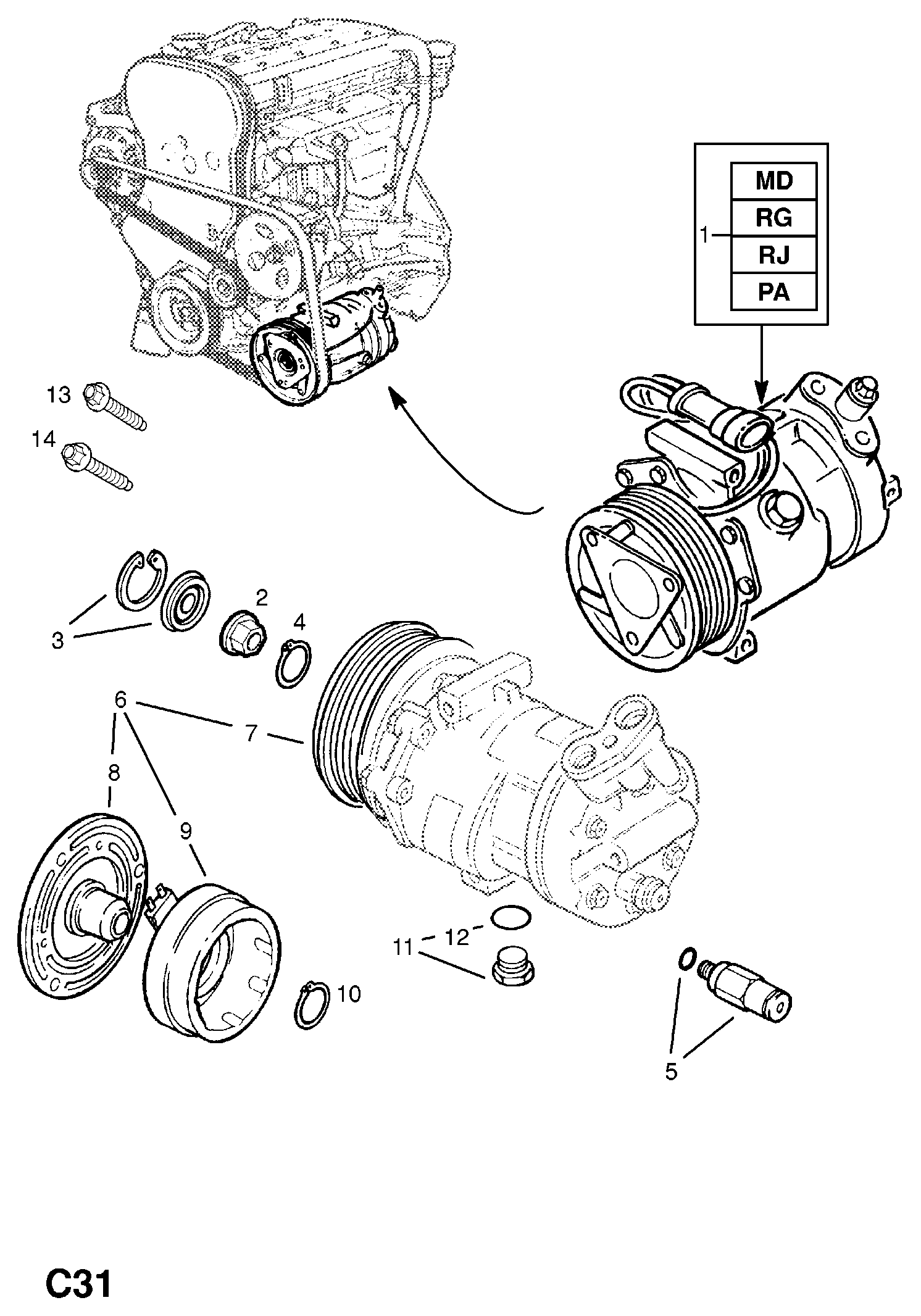 Vauxhall 18 54 107 - Компрессор кондиционера unicars.by