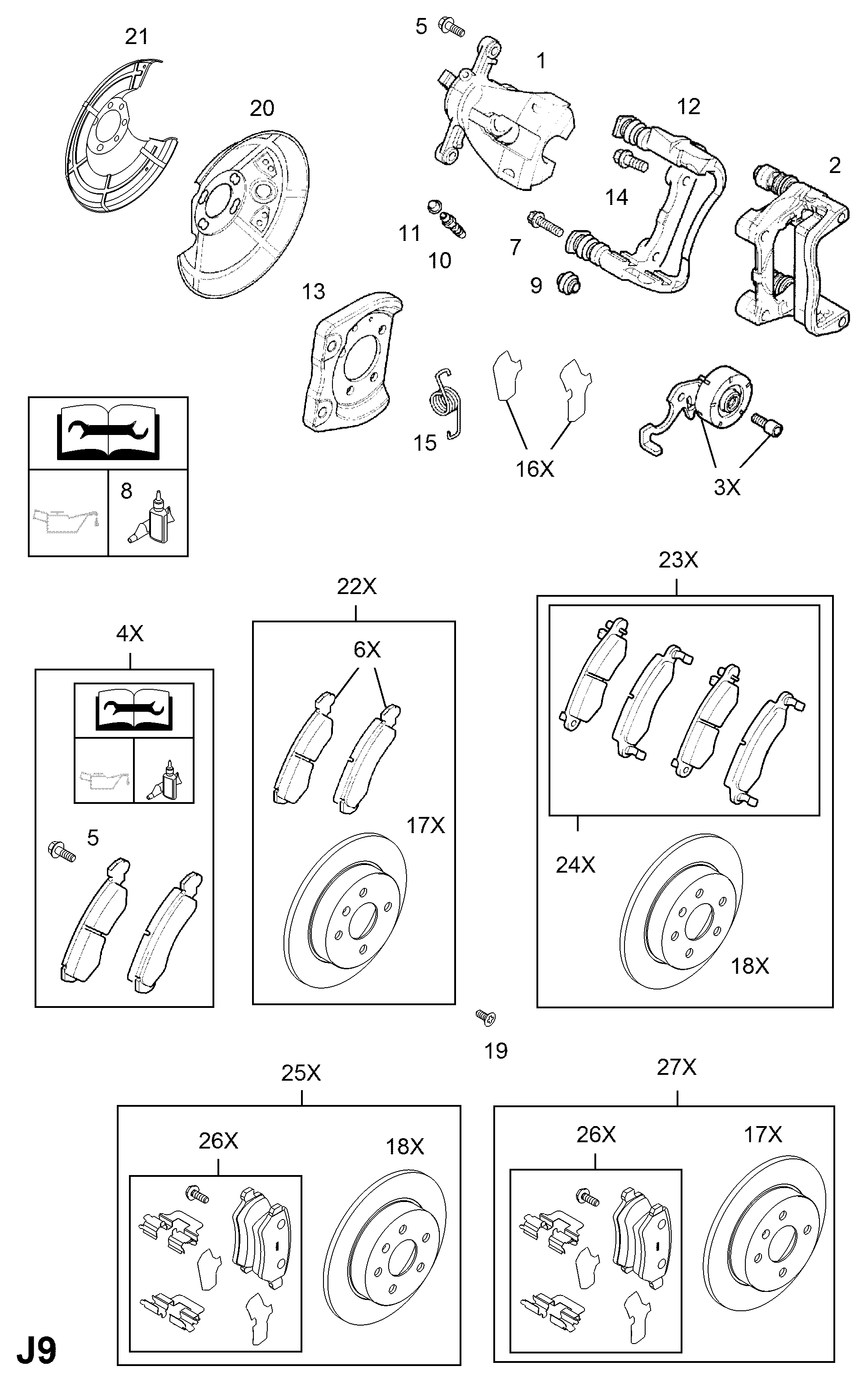 Opel 1605625 - Тормозные колодки, дисковые, комплект unicars.by