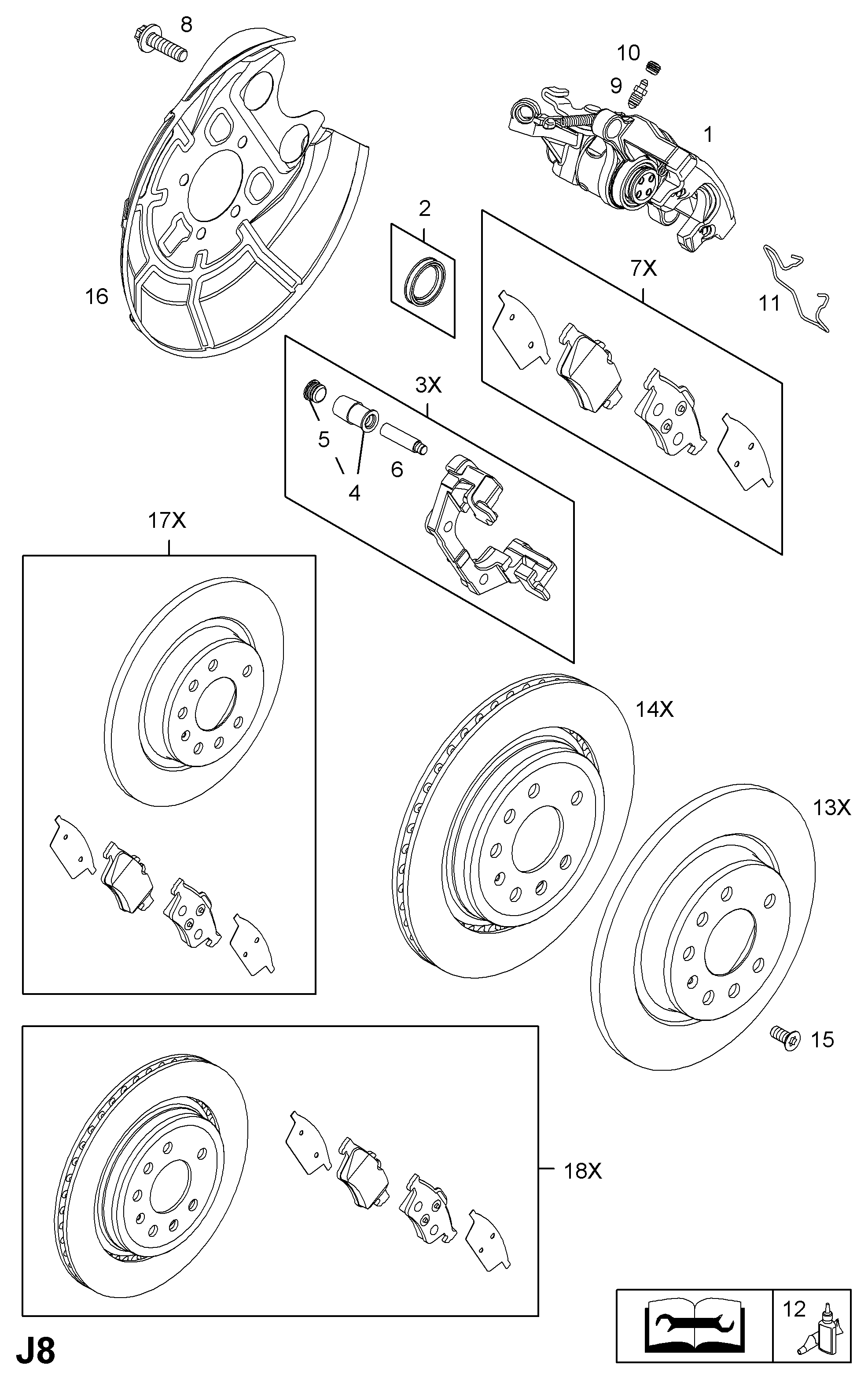 Opel 1605973 - Тормозные колодки, дисковые, комплект unicars.by