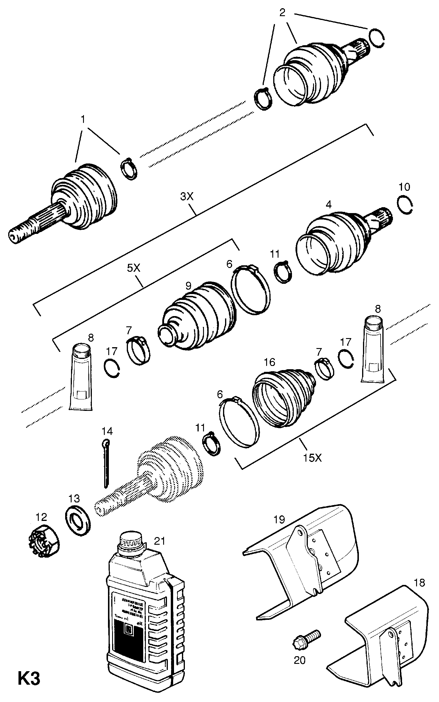 Opel 374461 - Шарнирный комплект, ШРУС, приводной вал unicars.by