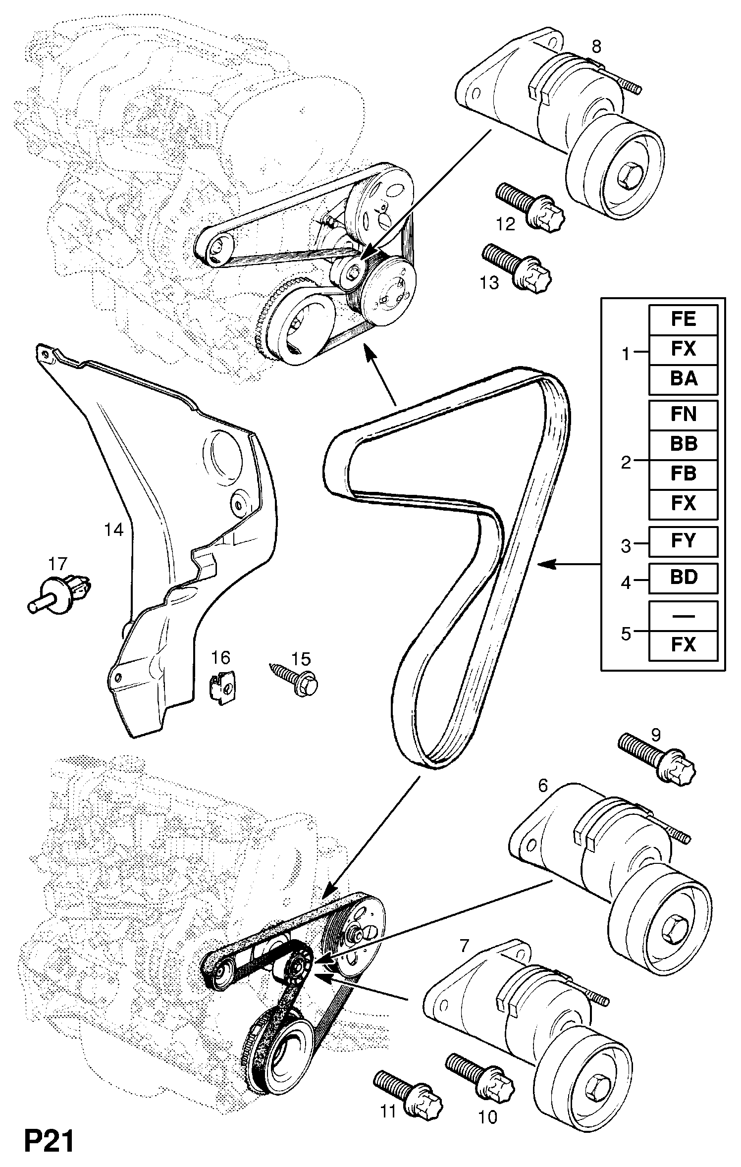 Vauxhall 91151716 - Поликлиновой ремень unicars.by