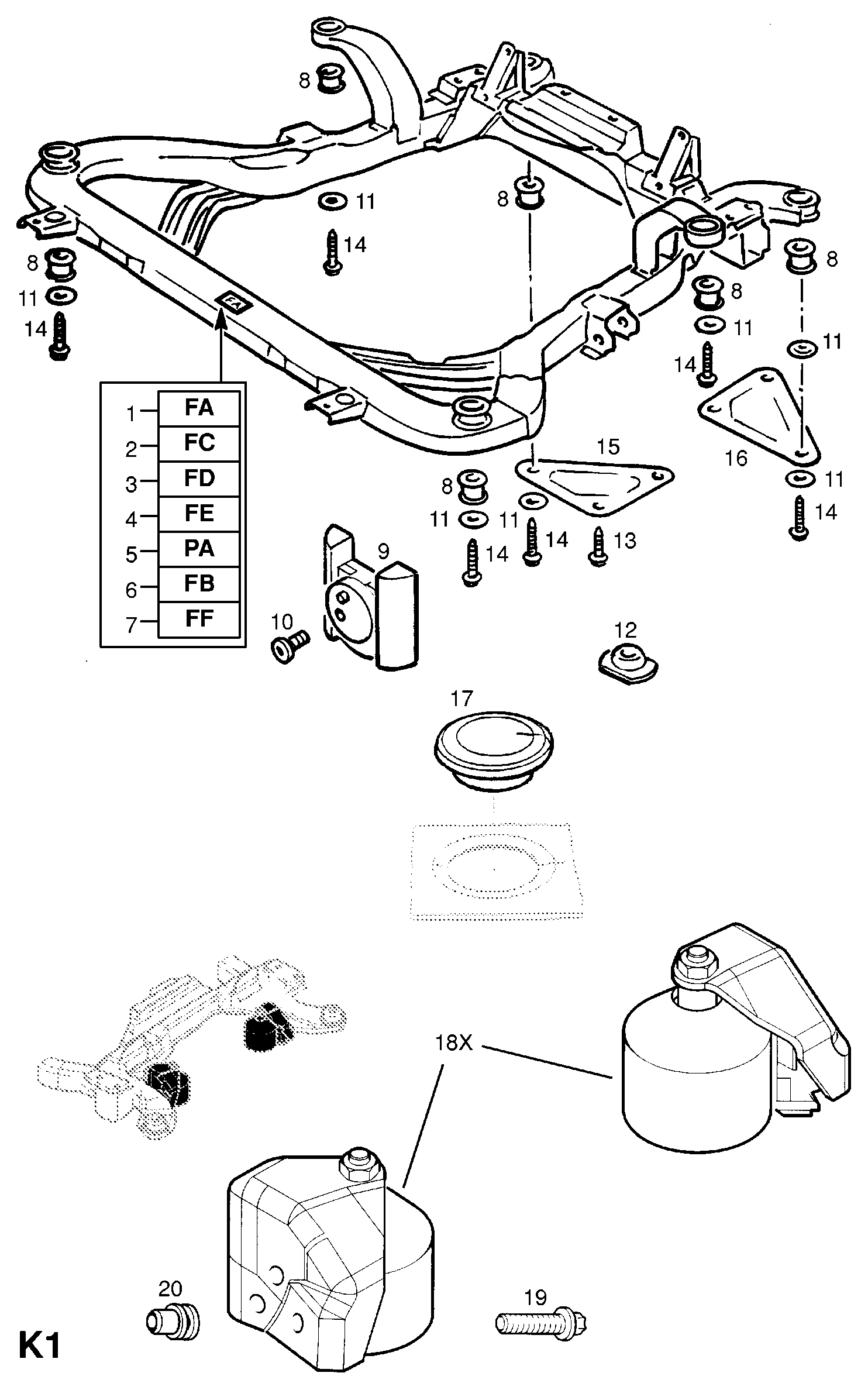 OPEL 30228/2 - BUSH, DAMPER, FRONT AXLE CROSSMEMBER (NLS.- NO REPLACEMENT PART) unicars.by