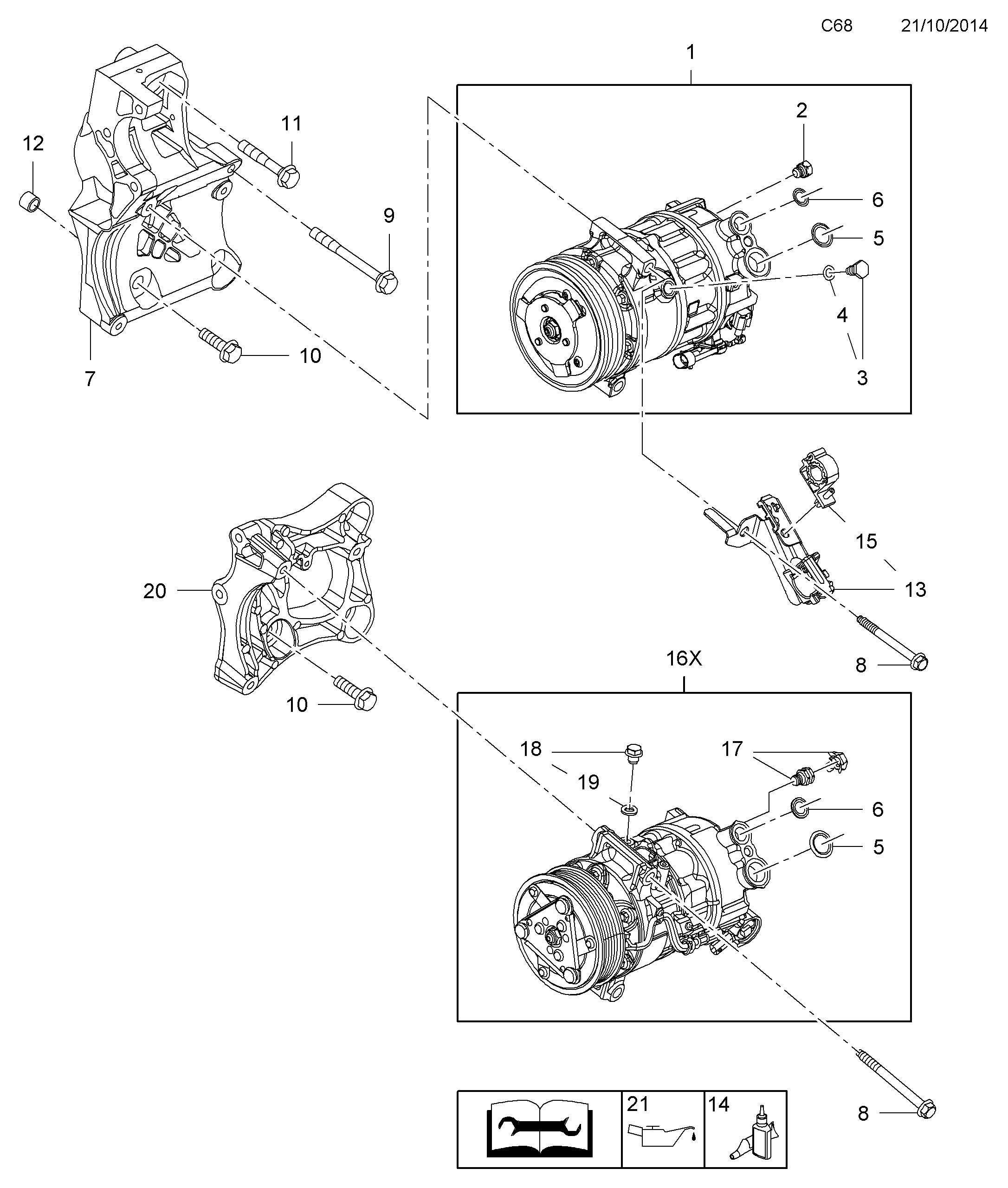 Opel 16 18 466 - Компрессор кондиционера unicars.by