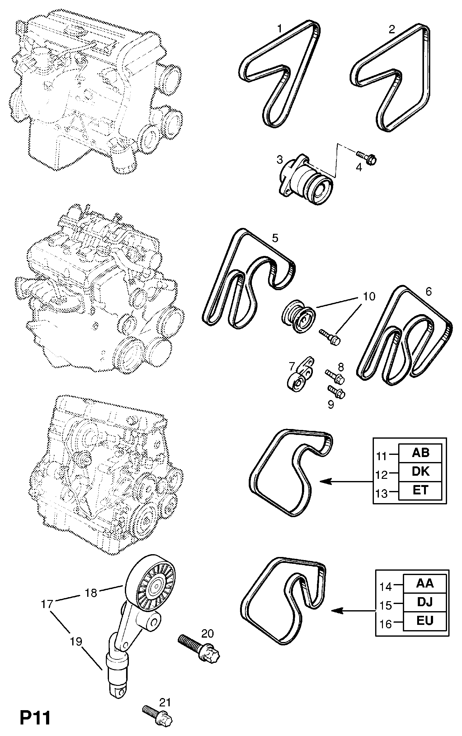 Opel 13 40 530 - Натяжитель, поликлиновый ремень unicars.by