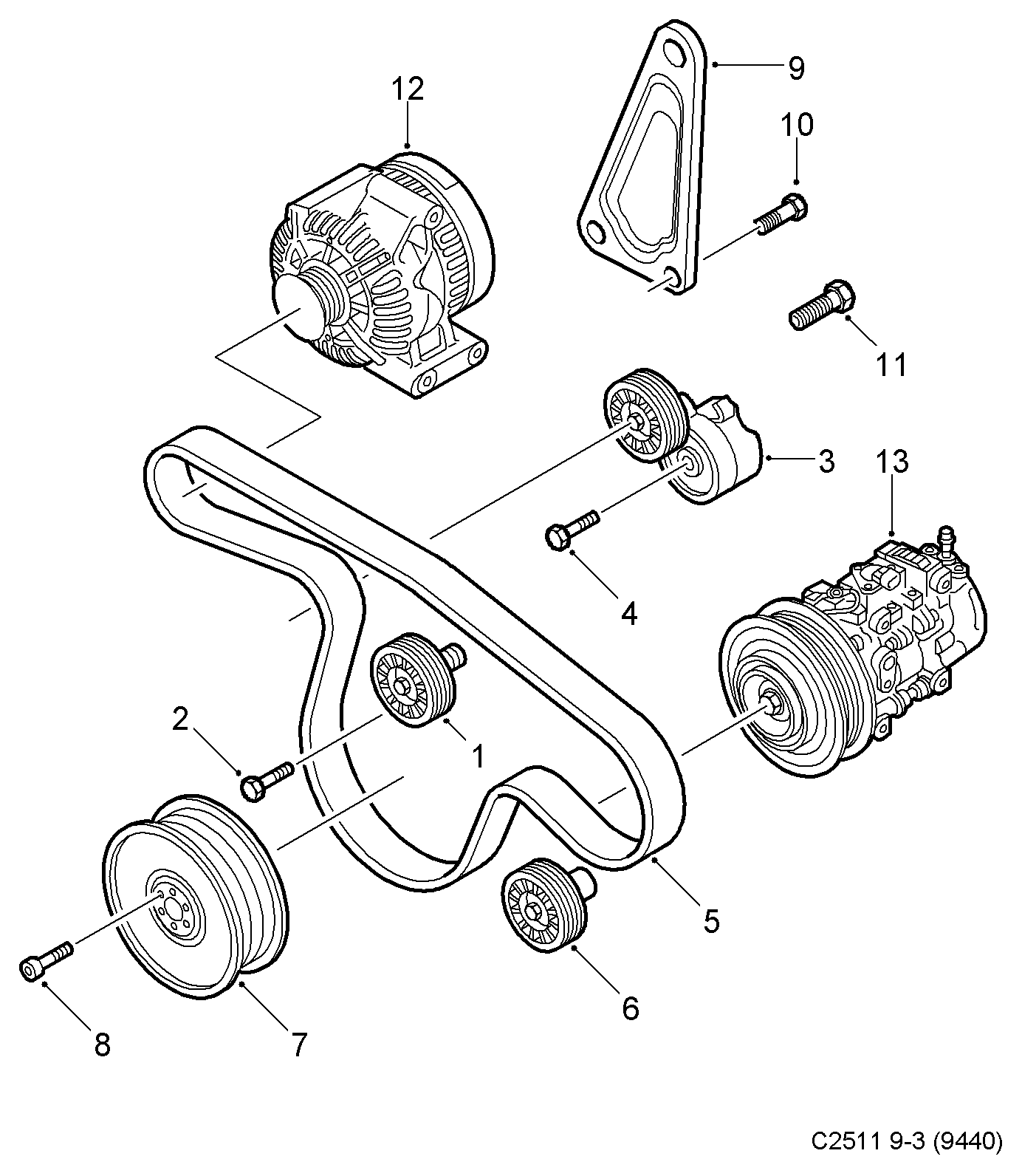 Chevrolet 55190812 - Ролик, поликлиновый ремень unicars.by