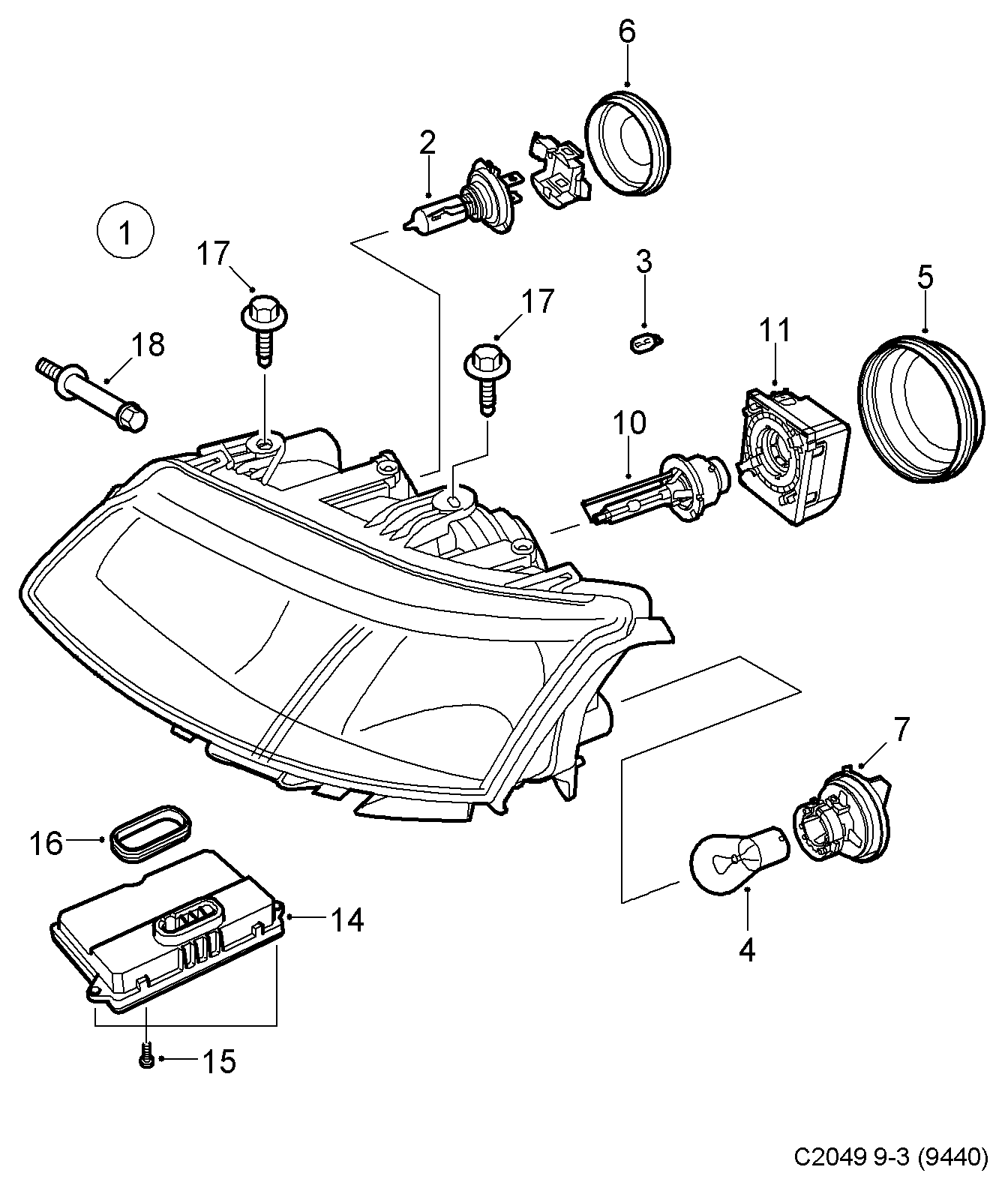 SAAB 12790588 - Лампа накаливания, основная фара unicars.by