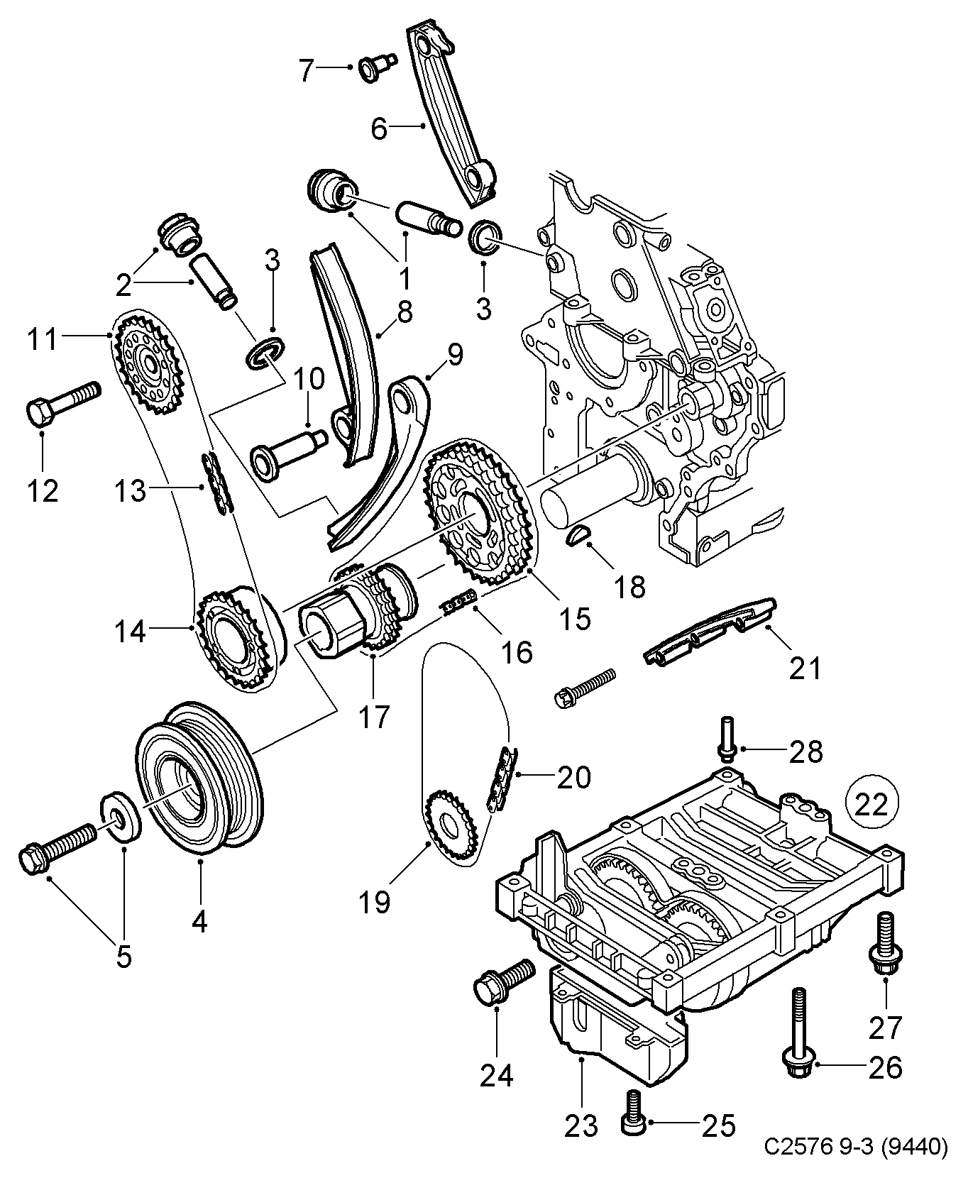 Opel 11096531 - Комплект цепи привода распредвала unicars.by