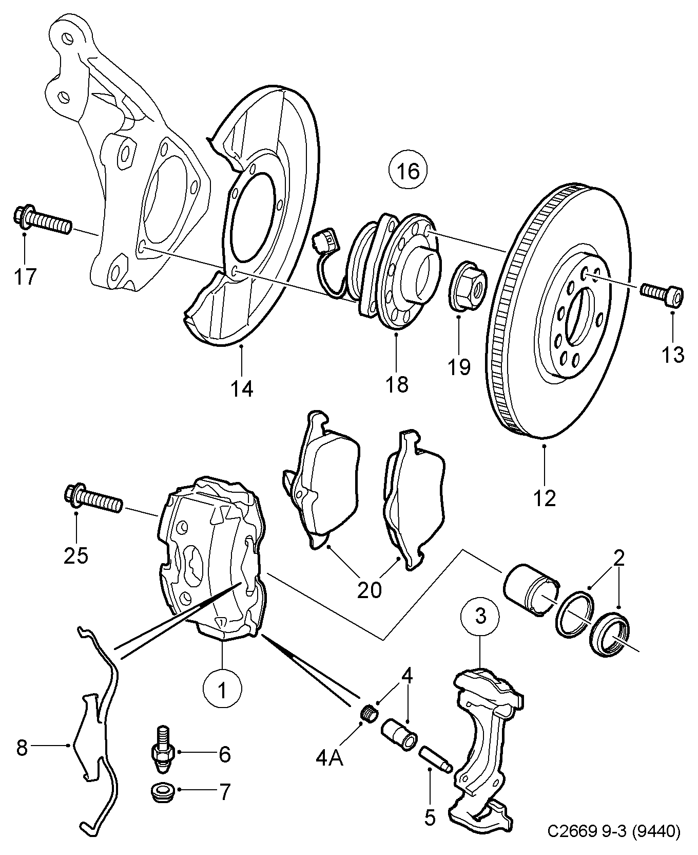 Opel 12802167 - Тормозные колодки, дисковые, комплект unicars.by