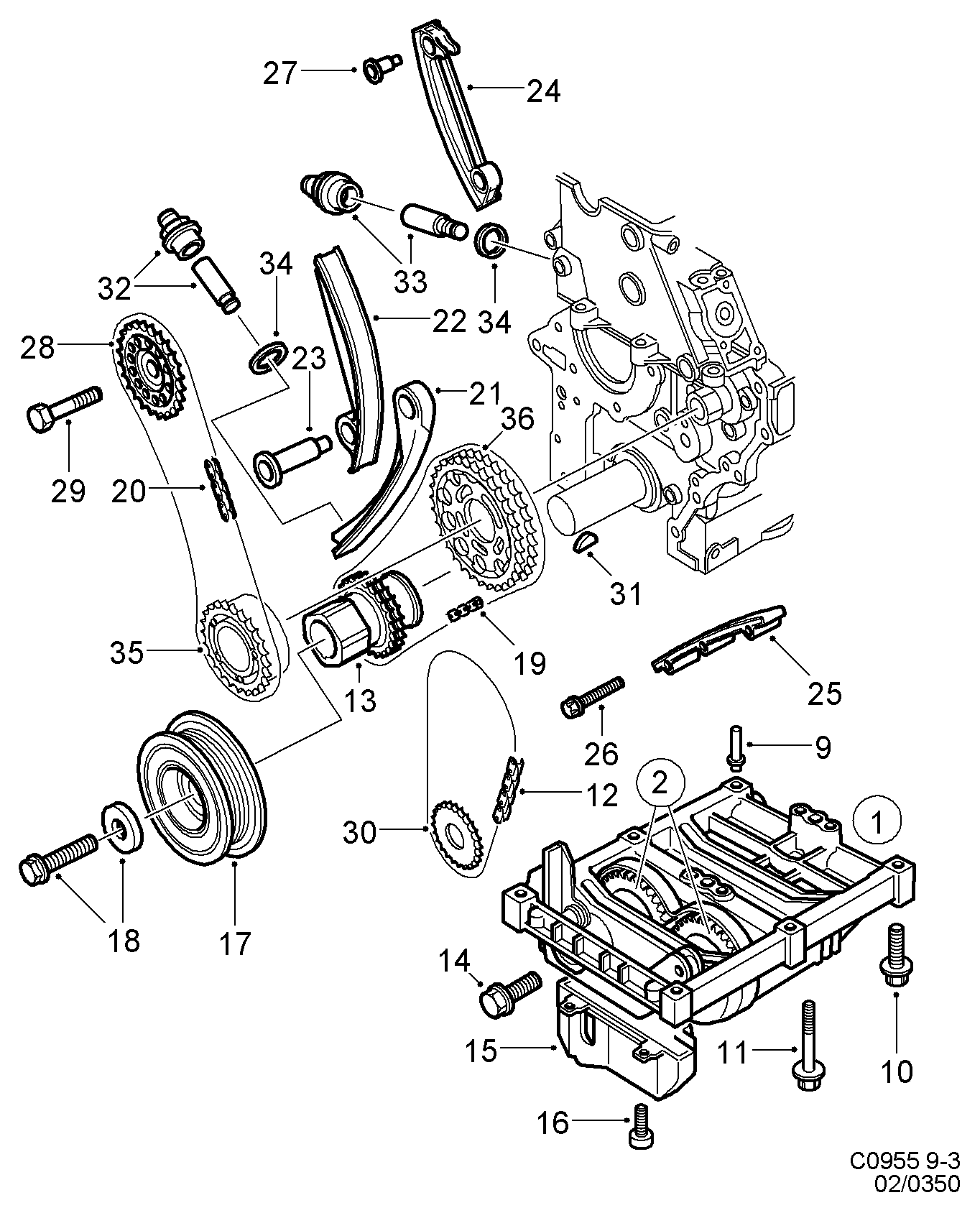 SAAB 9 543 240 - Цепь, привод маслонасоса unicars.by