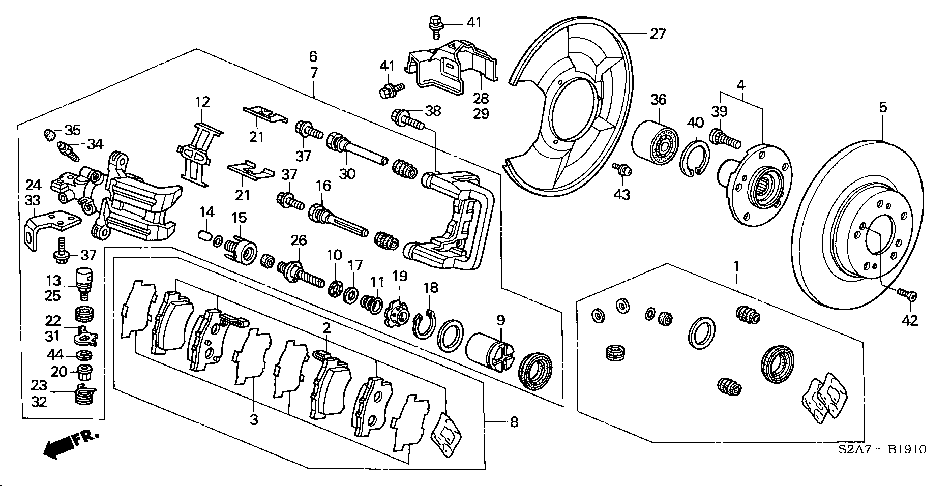 Honda 43022-S2A-E50 - Тормозные колодки, дисковые, комплект unicars.by