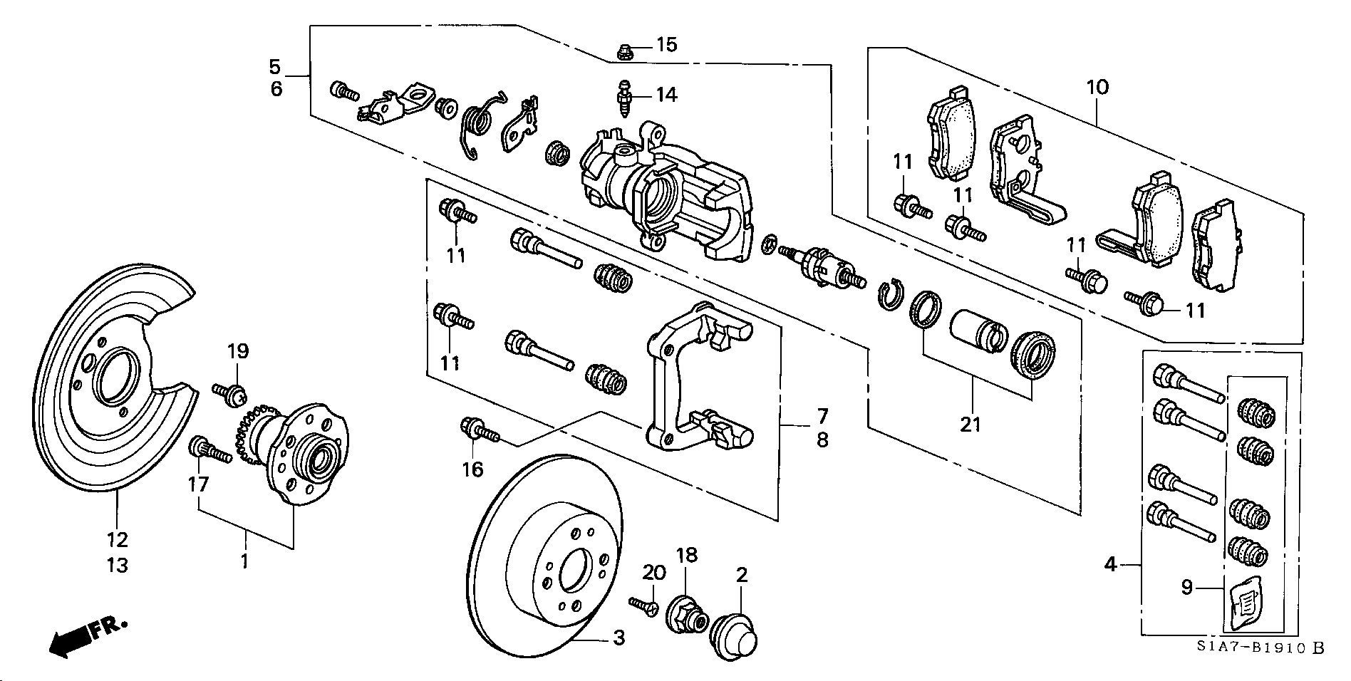 Honda 43018-S1A-E01 - Ремкомплект, тормозной суппорт unicars.by