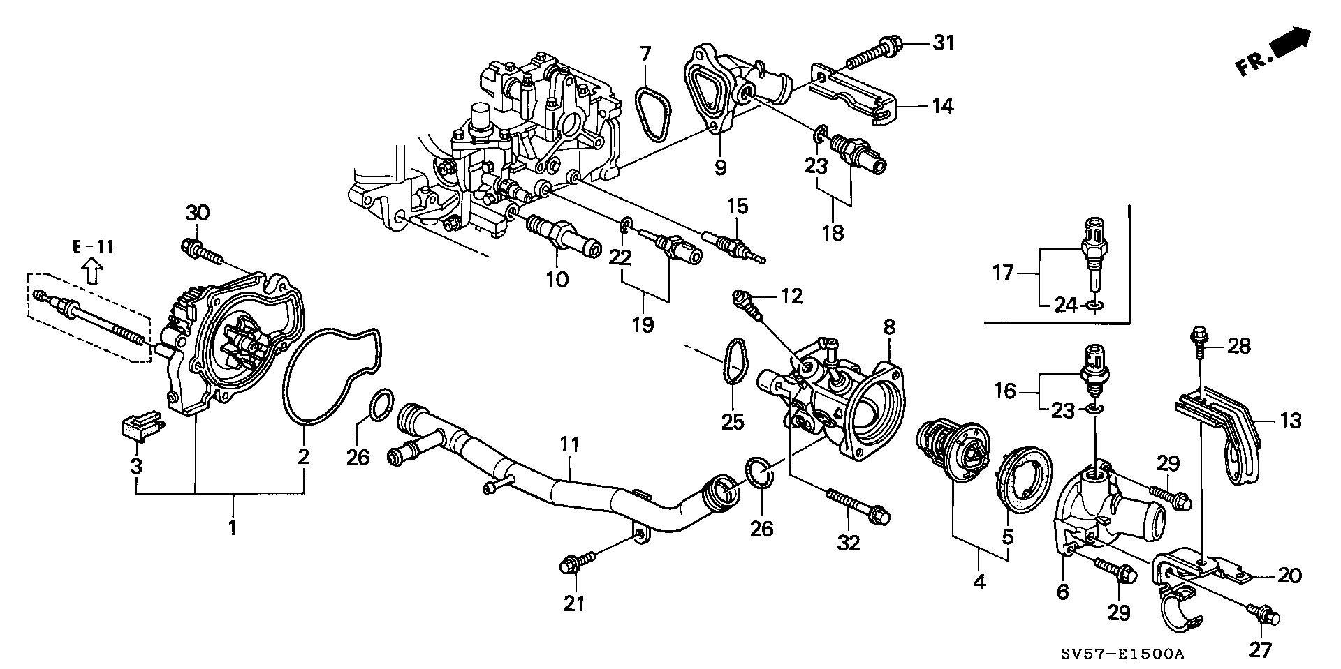 Honda 19 200 P0B A01 - Водяной насос unicars.by