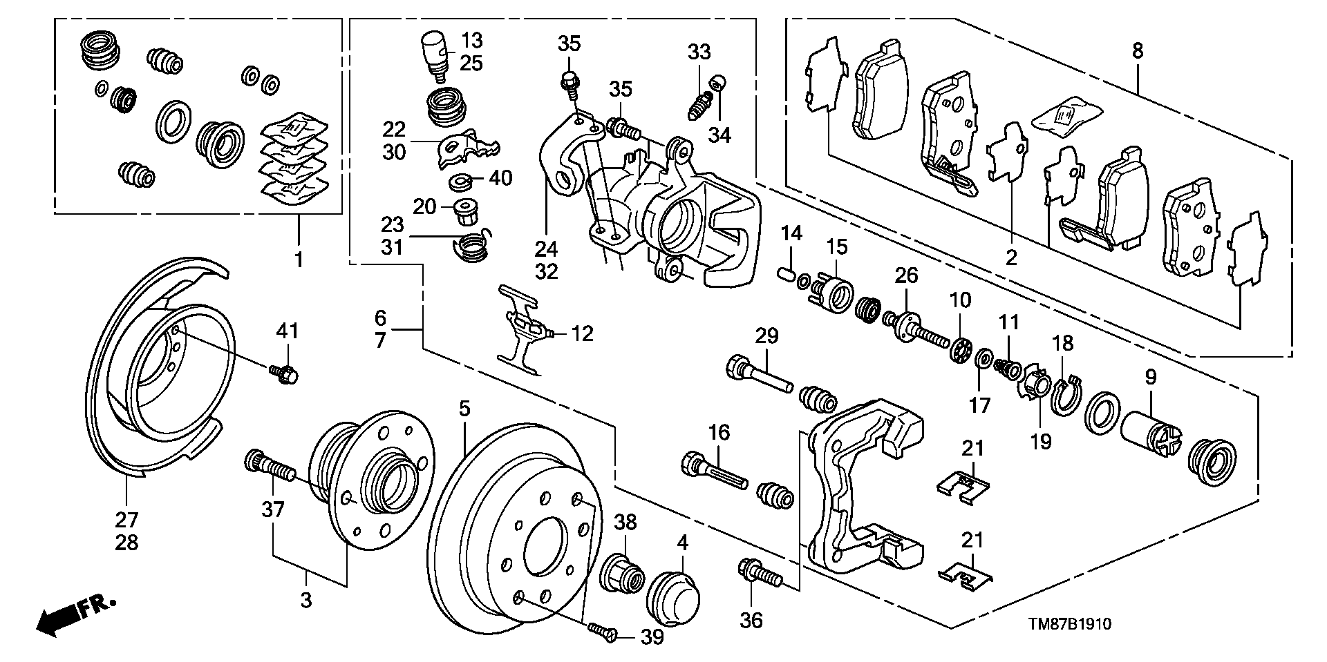 Honda 43019-TM8-G00 - Ремкомплект, тормозной суппорт unicars.by