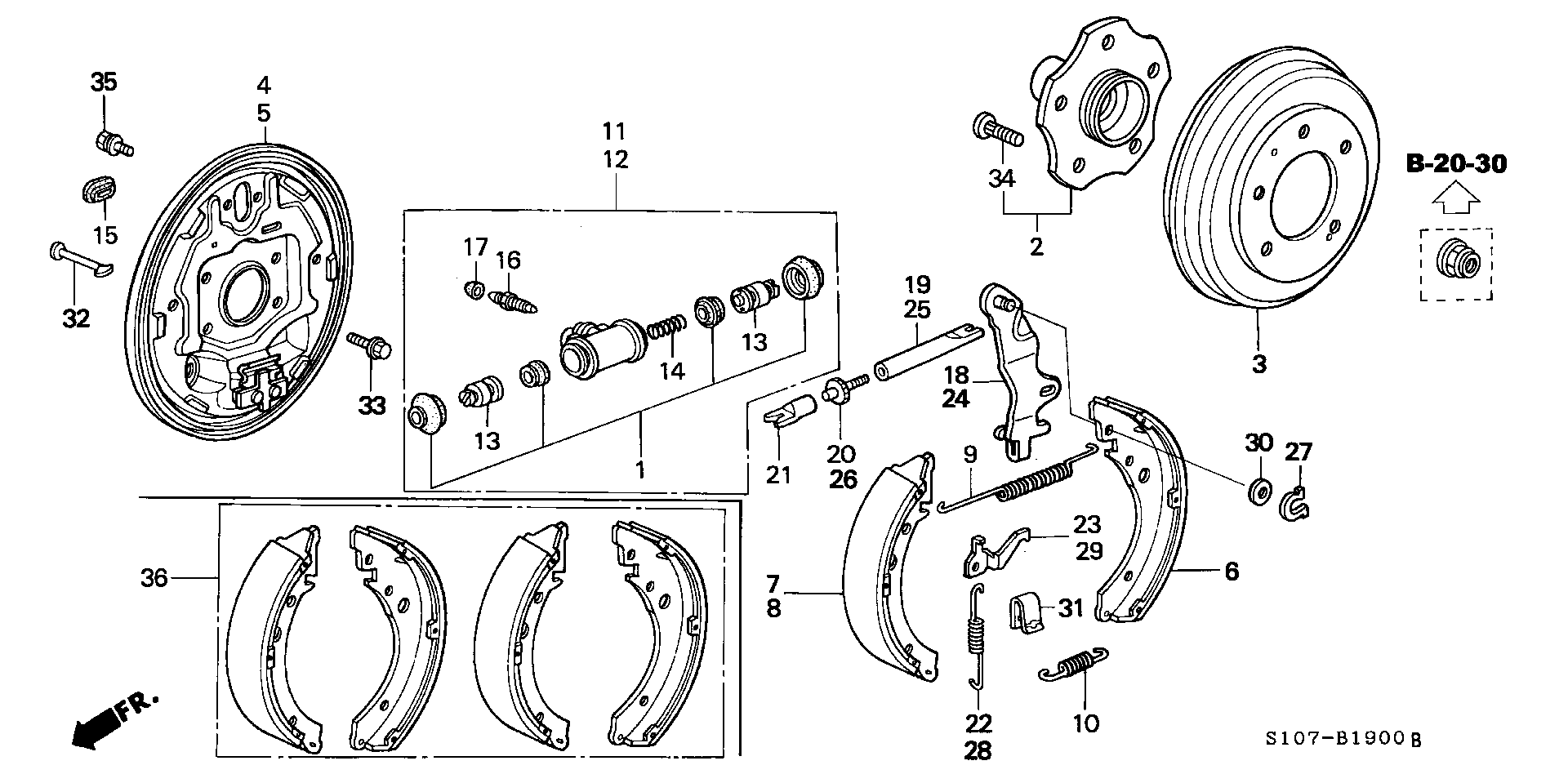 Suzuki 43153S10A01 - Комплект тормозных колодок, барабанные unicars.by