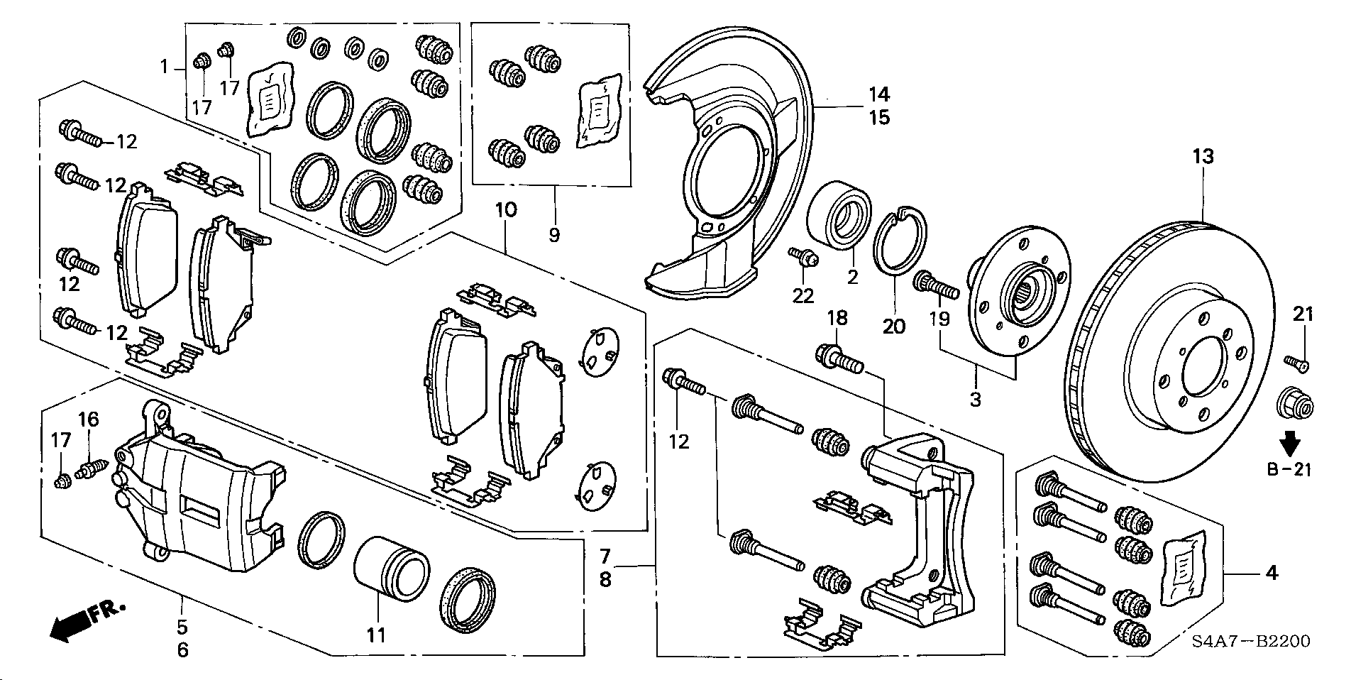 Honda 45022-S1A-E63 - Тормозные колодки, дисковые, комплект unicars.by