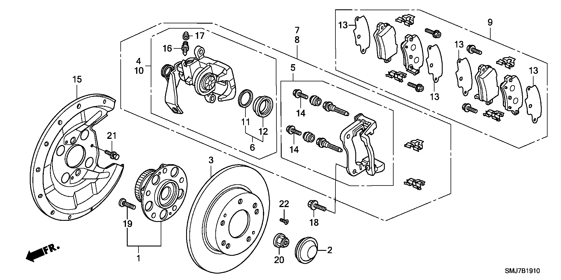 Honda 43022SMGE02 - Тормозные колодки, дисковые, комплект unicars.by