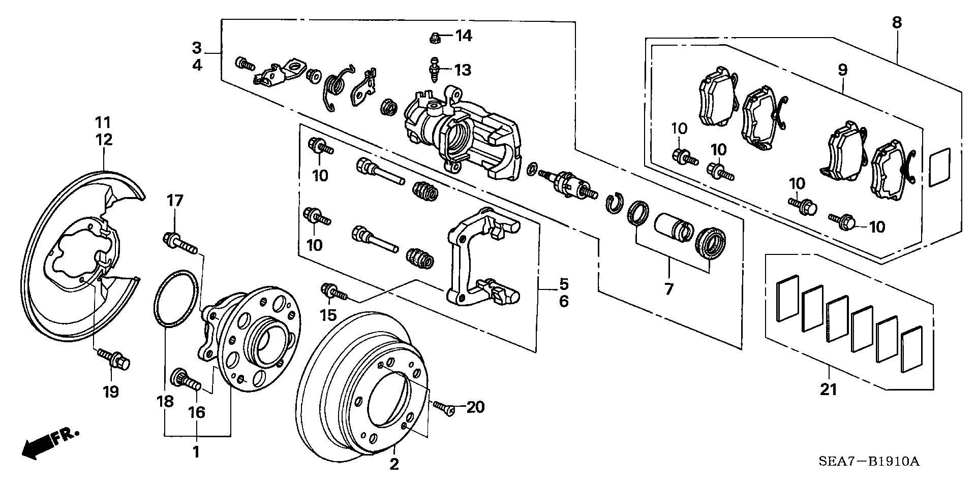 Honda 43022-SEA-E01 - Тормозные колодки, дисковые, комплект unicars.by