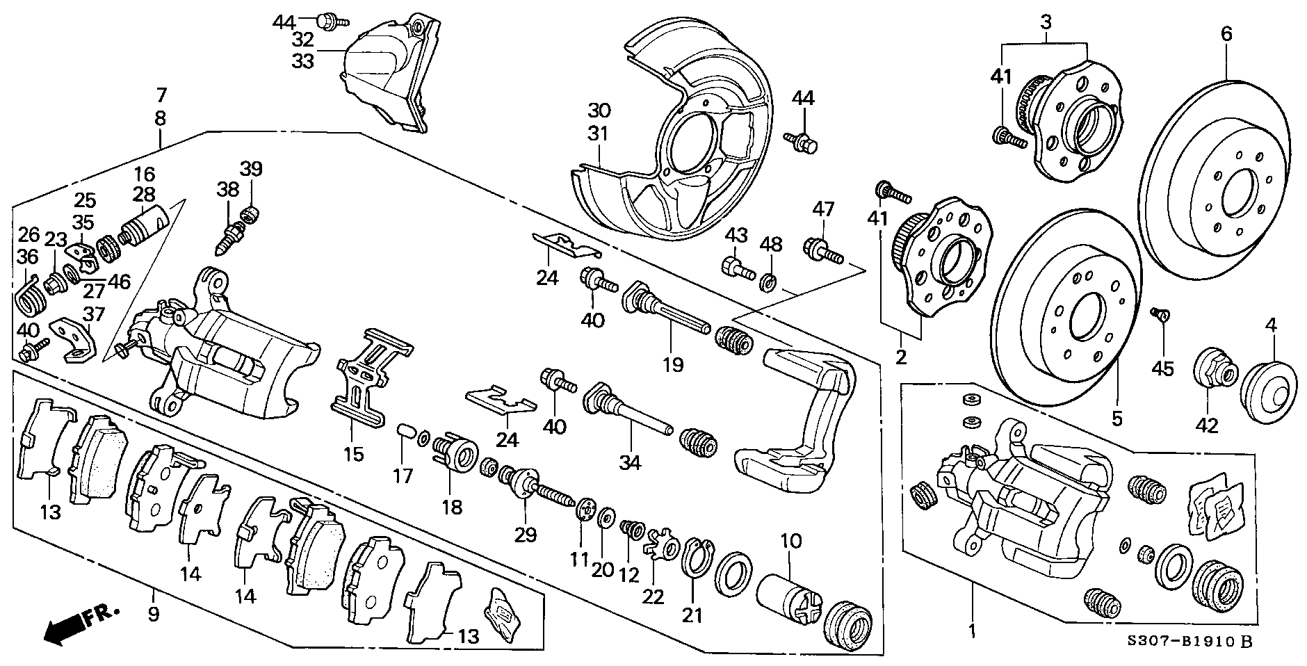 Honda 43022-SV4-A20 - Тормозные колодки, дисковые, комплект unicars.by