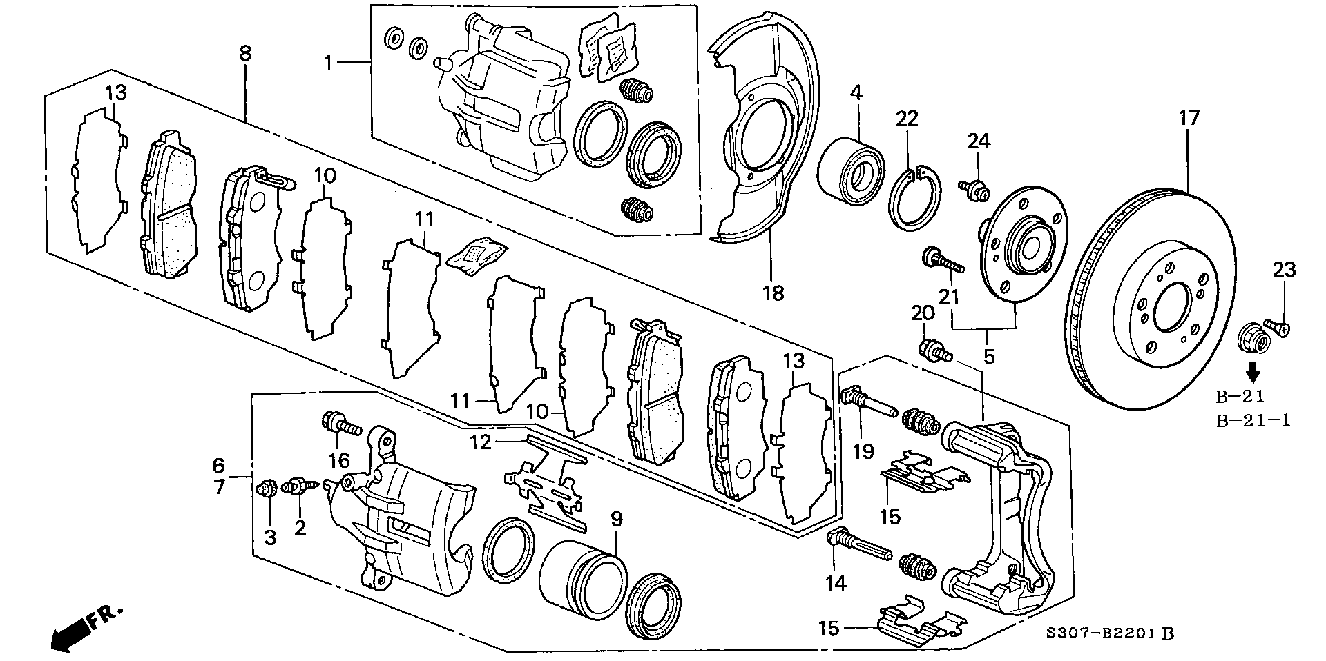 Honda 45022-S30-A00 - Тормозные колодки, дисковые, комплект unicars.by