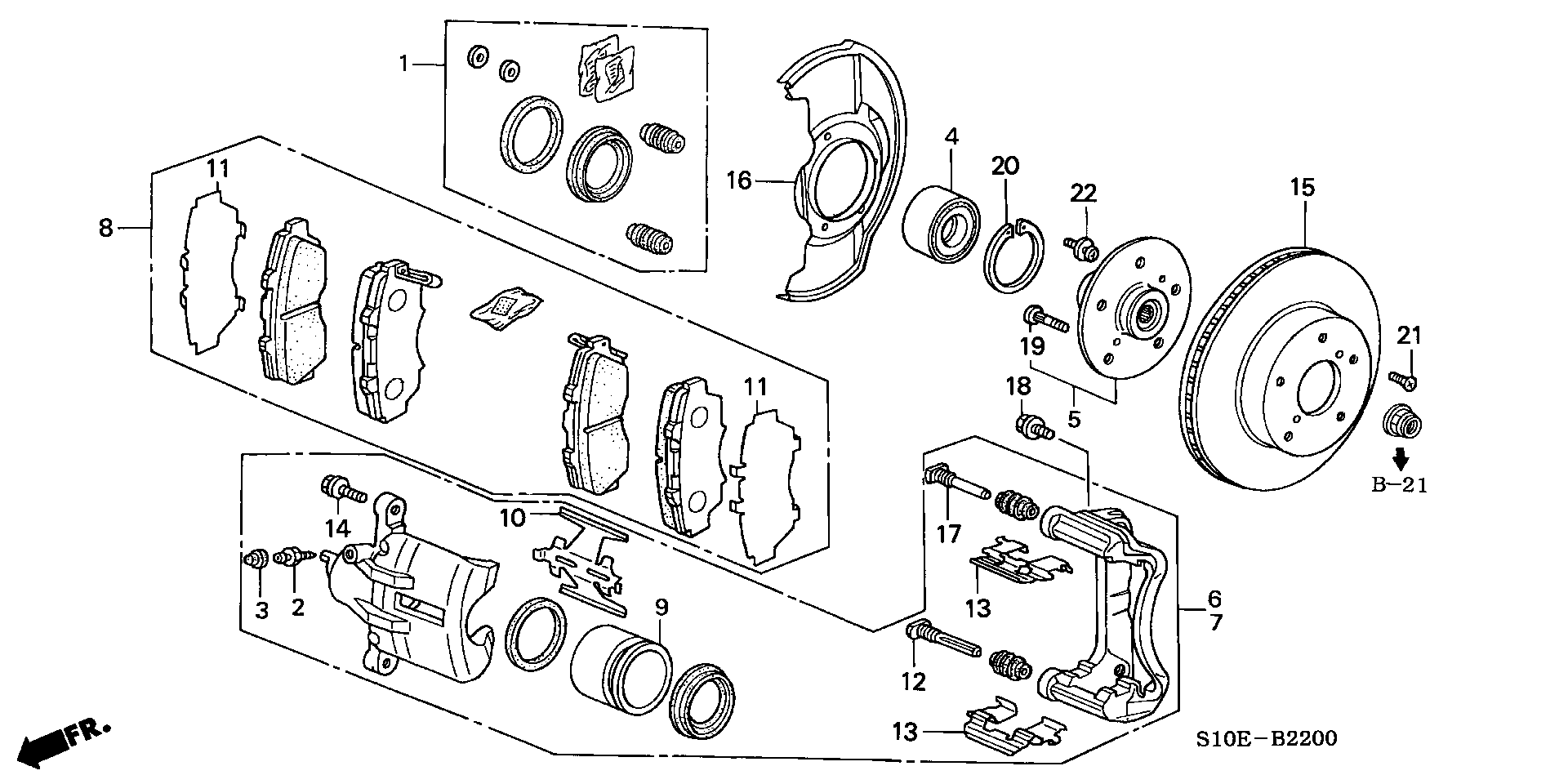 Honda 45022-S10-E50 - Тормозные колодки, дисковые, комплект unicars.by